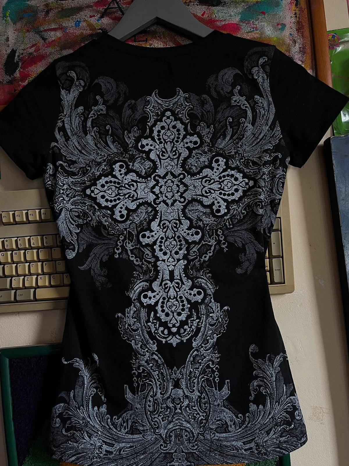Dark Instagram style fashion high street trend V-neck women's T-shirt winter Gothic Y2k European and American cross-border thumbnail 6