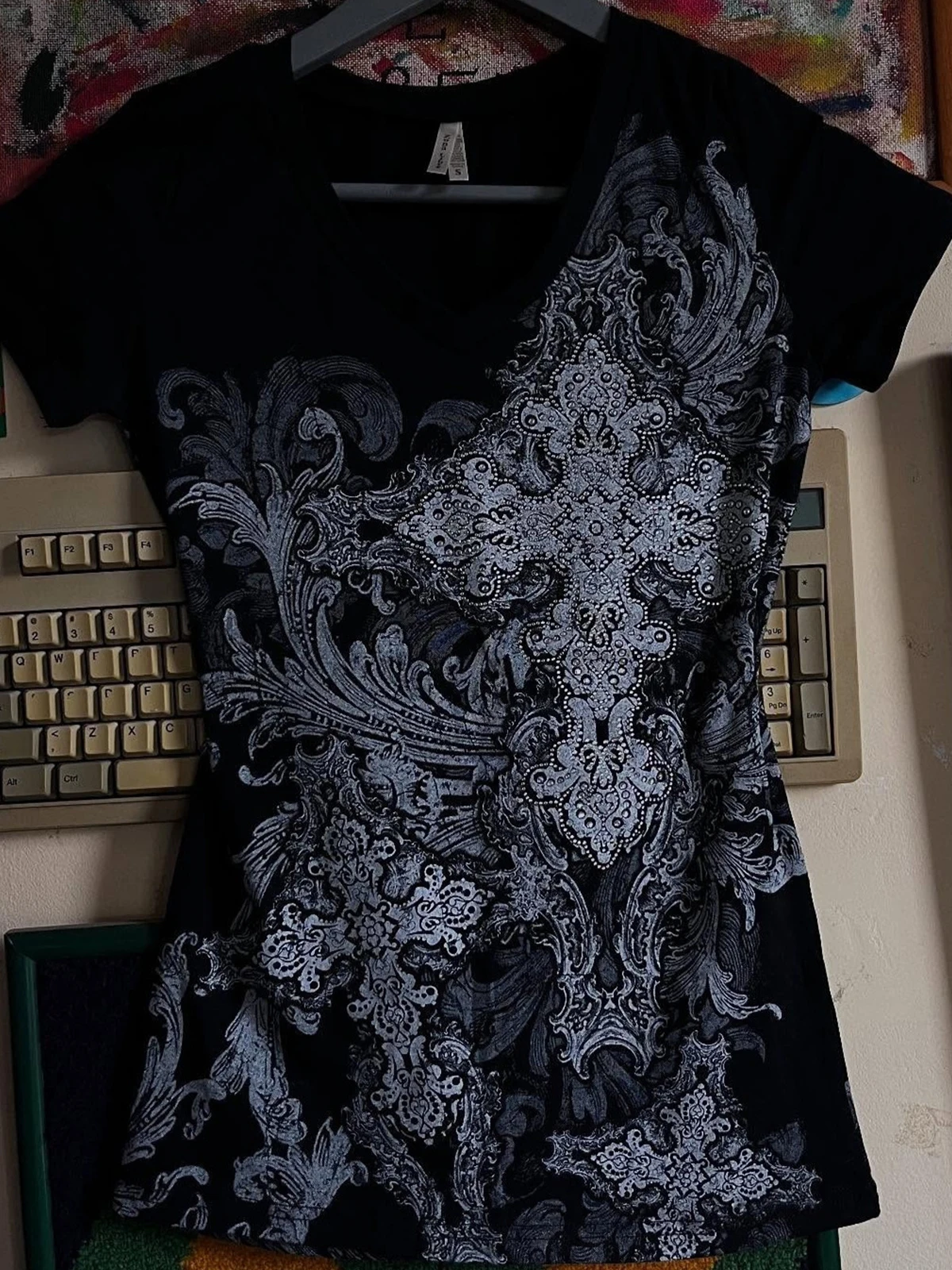 Dark Instagram style fashion high street trend V-neck women's T-shirt winter Gothic Y2k European and American cross-border thumbnail 5