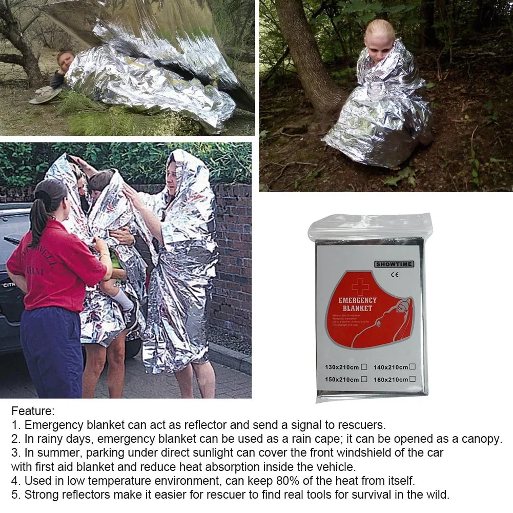  Windproof Waterproof Foil Thermal Blanket, 1-20PCS Emergency Survival Gear, First Aid  Rescue Kit for Camping Hiking thumbnail 4