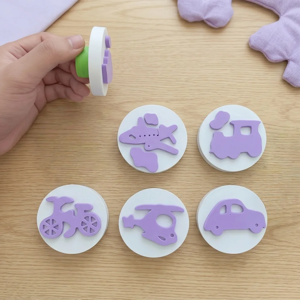 6Pcs EVA Vehicle Foam Stamps, 12 Random Transport Patterns, Washable DIY Art Craft Tools, Educational Painting Supplies thumbnail 4
