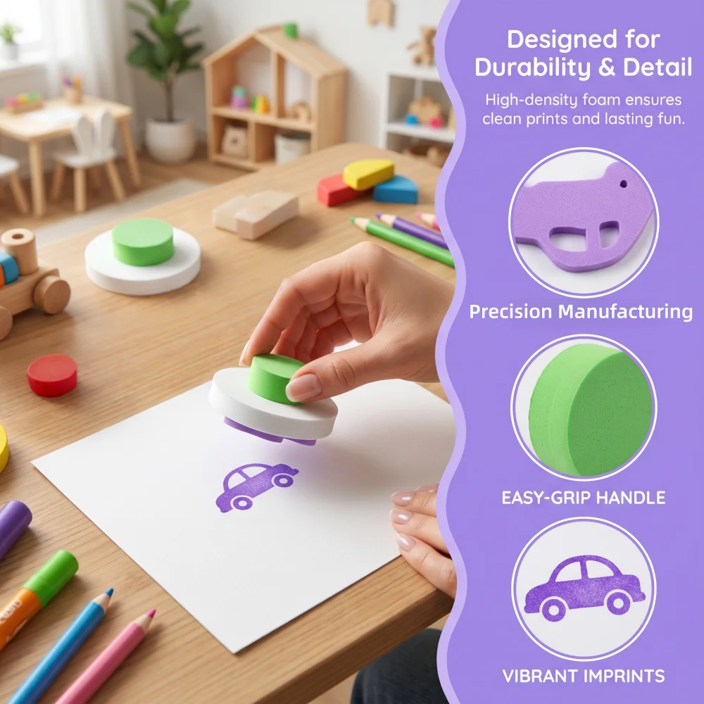 6Pcs EVA Vehicle Foam Stamps, 12 Random Transport Patterns, Washable DIY Art Craft Tools, Educational Painting Supplies thumbnail 3