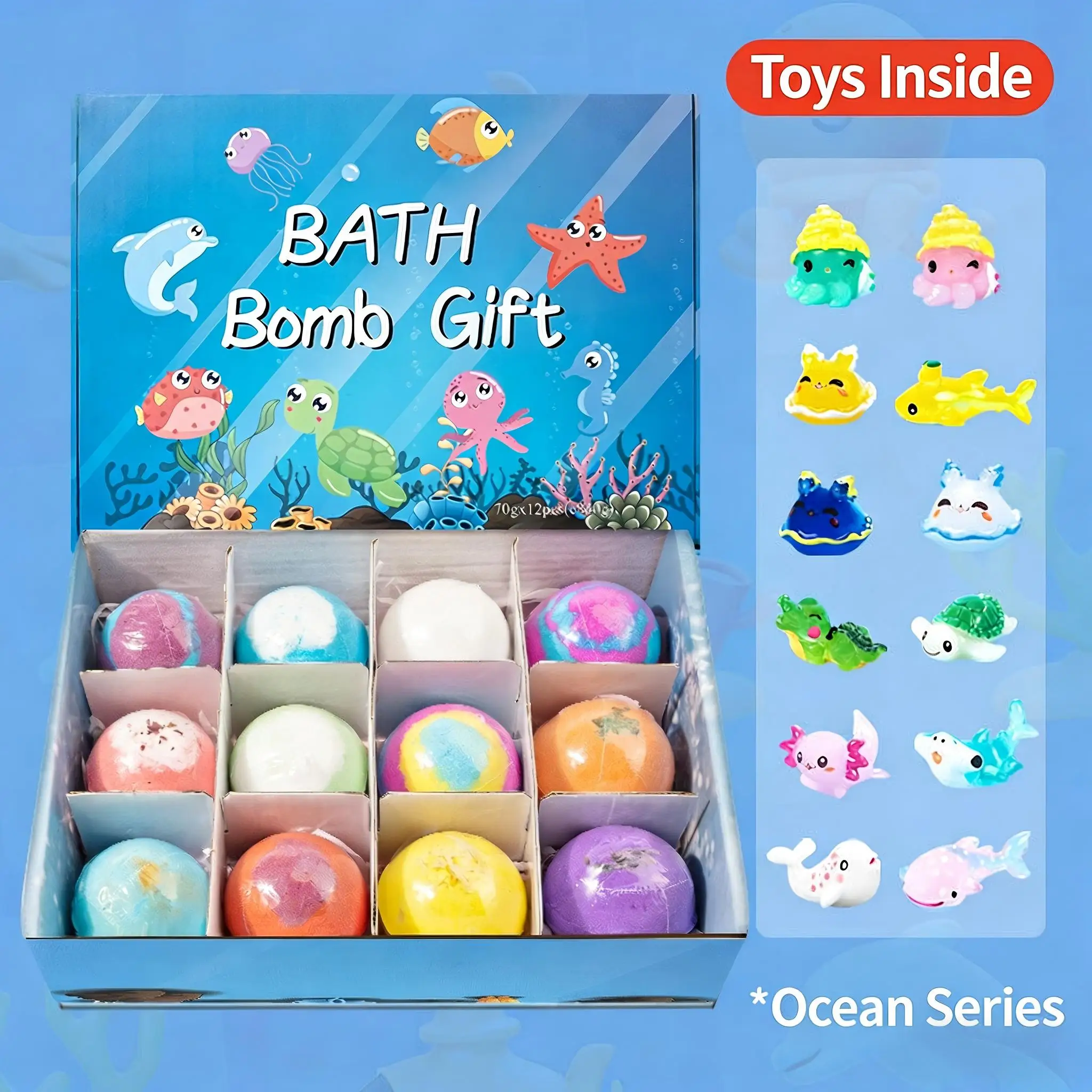 Kids Bath Bombs Toy Surprise Hidden Glow in Dark Toys Natural Bath Fizz Balls Set for Children Holiday Gift Set Party Favors thumbnail 3