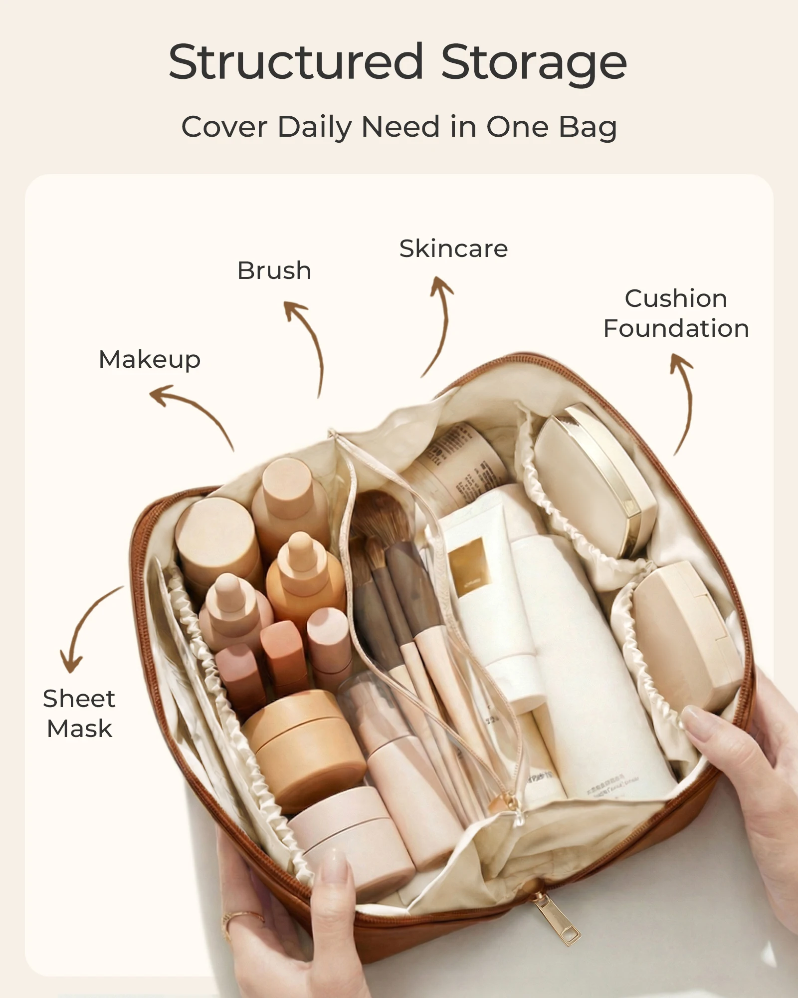 BAGSMART Makeup Bag Travel Cosmetic Bag Large Make Up Bag Flat Open Toiletry Bag for Women PU Leather Travel Essentials Organize thumbnail 6