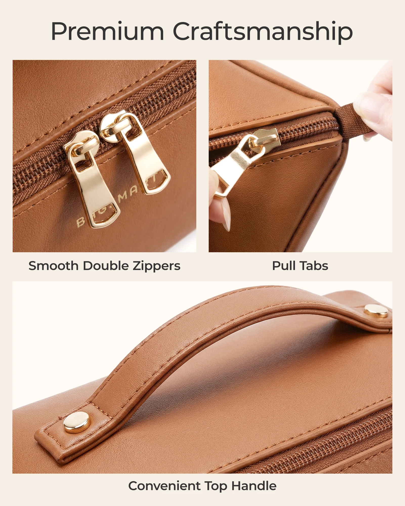 BAGSMART Makeup Bag Travel Cosmetic Bag Large Make Up Bag Flat Open Toiletry Bag for Women PU Leather Travel Essentials Organize thumbnail 4