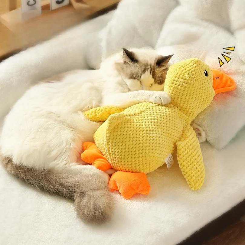 Duck dog toy plush chew resistant durable dog toy with quacking sound teeth grinding relief soft companion for small large dog thumbnail 6