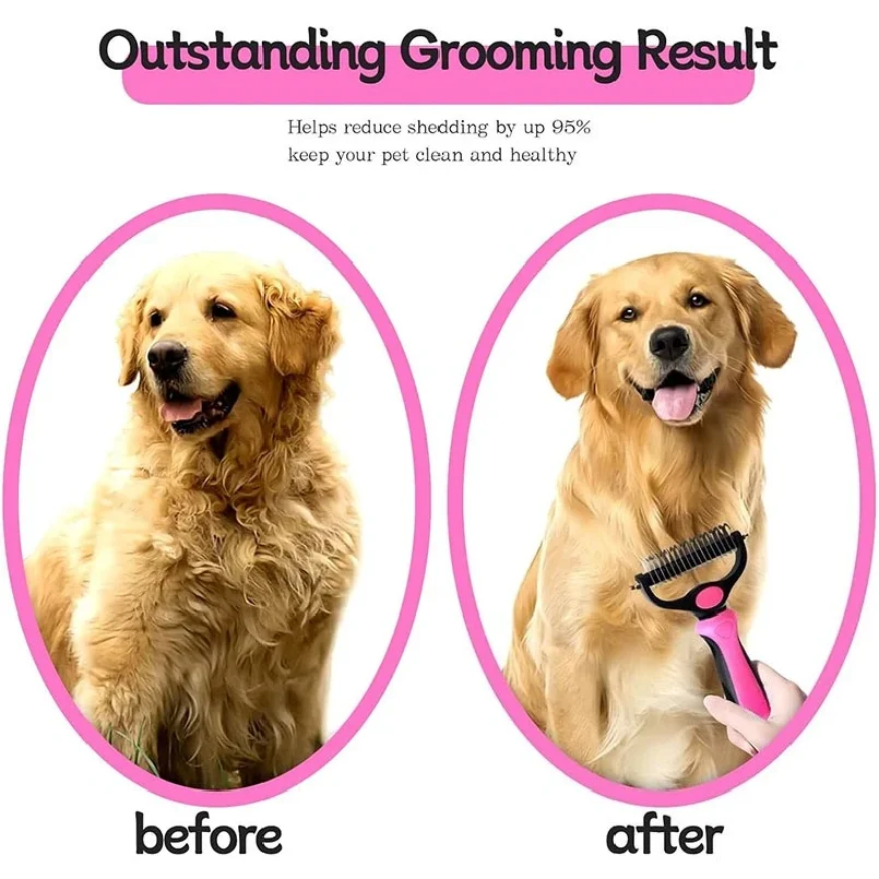 Pet Deshedding Brush Cat Comb Self Cleaning Hair Remover Grooming Tool for Dog and Cats De-Matting Comb Cleaning Pets Supplies thumbnail 3