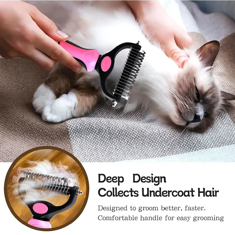 Pet Deshedding Brush Cat Comb Self Cleaning Hair Remover Grooming Tool for Dog and Cats De-Matting Comb Cleaning Pets Supplies thumbnail 2