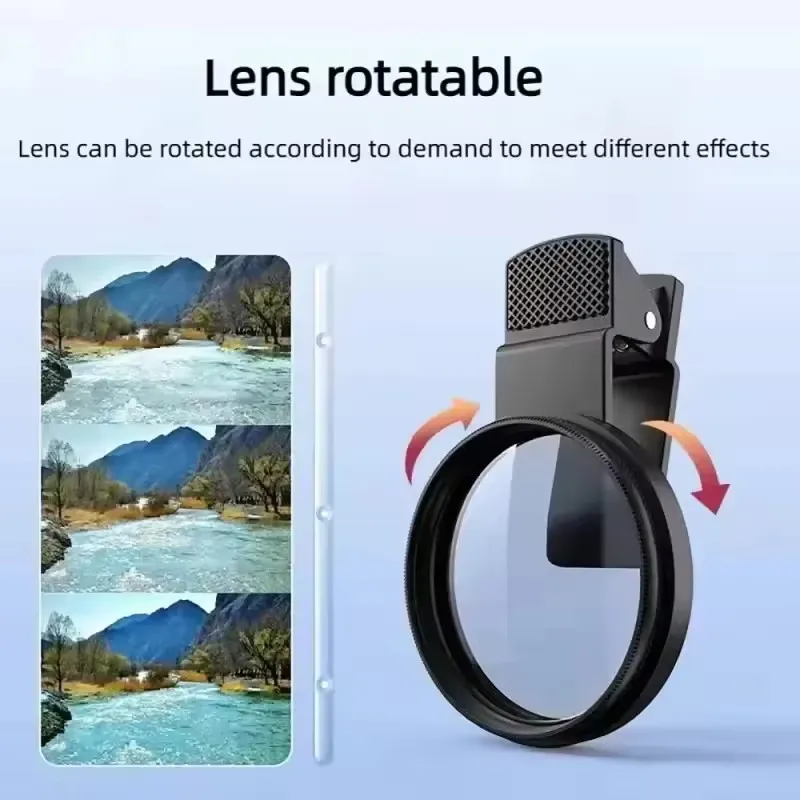 52MM Circular Universal Portable Polarizer Camera Lens Clip CPL / UV Filter Kit for iPhone Huawei Xiaomi Samsung