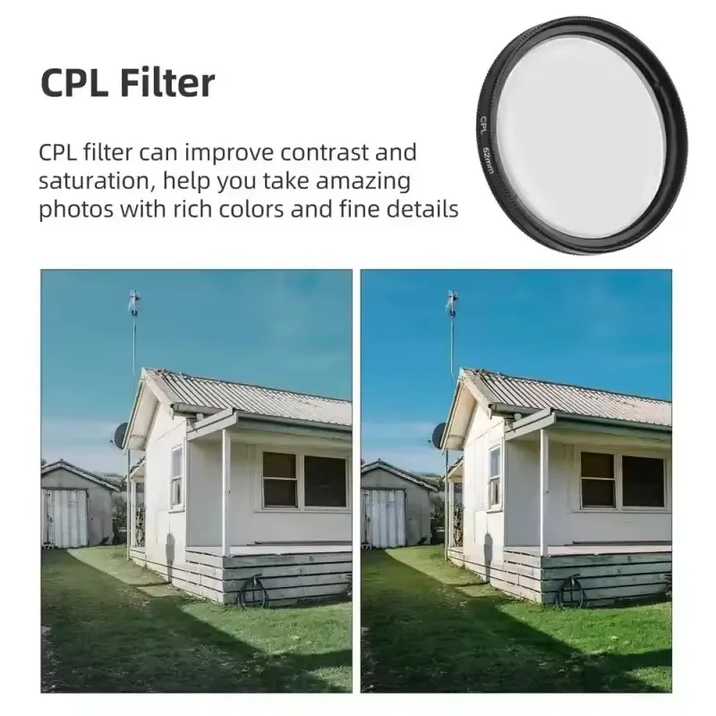 52MM Circular Universal Portable Polarizer Camera Lens Clip CPL / UV Filter Kit for iPhone Huawei Xiaomi Samsung thumbnail 4