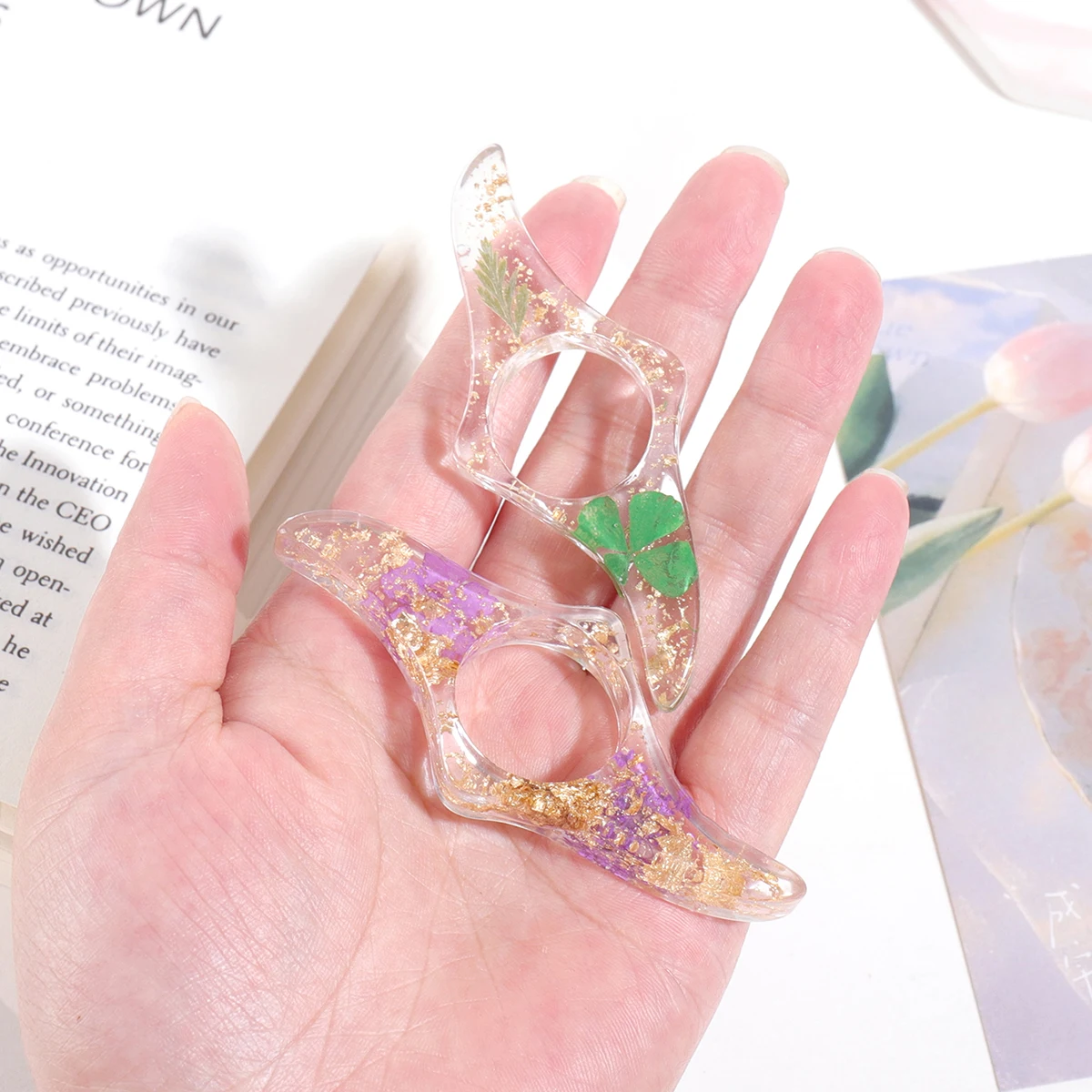 Resin dried flowers Thumb Bookmark School Supplies Reading Aid Student Book Accessory Page Divider Book page accessories thumbnail 5