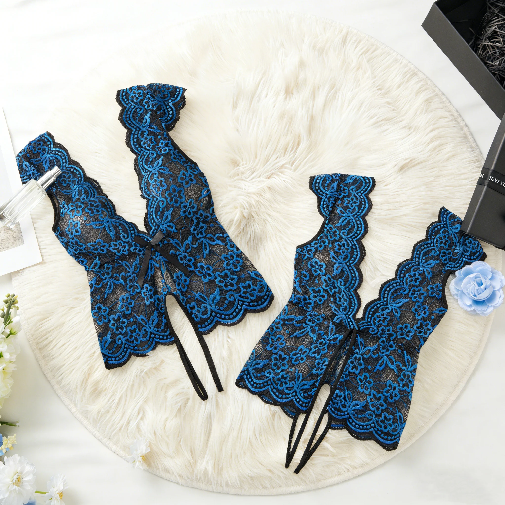 Sexy Lingerie For Woman Hot Bodysuit Perspective Lace Pajama One Piece Deep V Crotchless Backless Exotic Babydoll Dress Costumes thumbnail 2