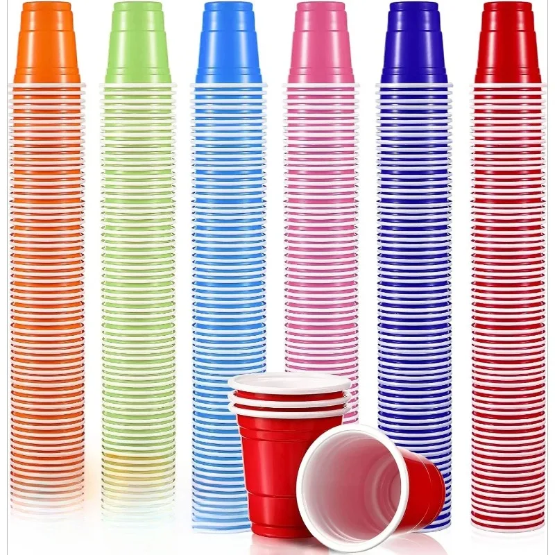 50-200PCS Tasting Cup Household Disposable Colored Plastic Cup Thickened Leak Proof Drinking Cup Barbecue Dinner Beer Cup