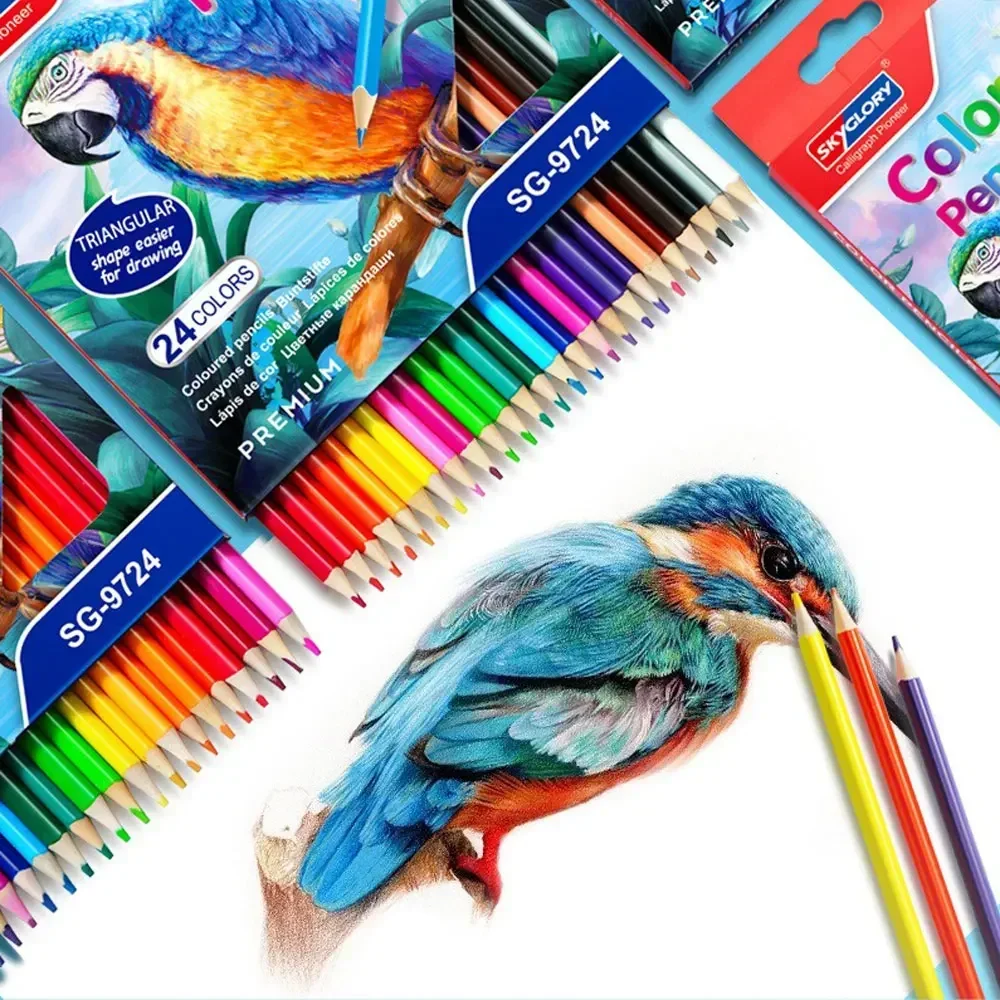 1 Set 12-48 Colors Colored Pencil Set, HB Triangular Barrel Drawing Pencils, Professional Art Supplies for School Stationery thumbnail 2