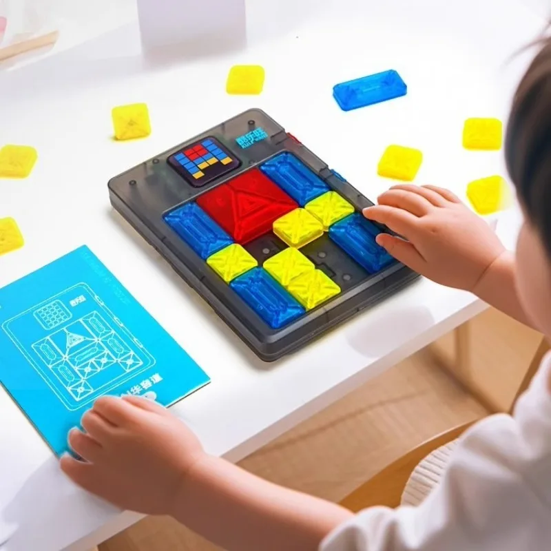 Slide Block Brain Game Challenge Huarong Road Brain Teaser Sliding Puzzles Logical Thinking Interactive Toy Board Game Kid Gift thumbnail 4