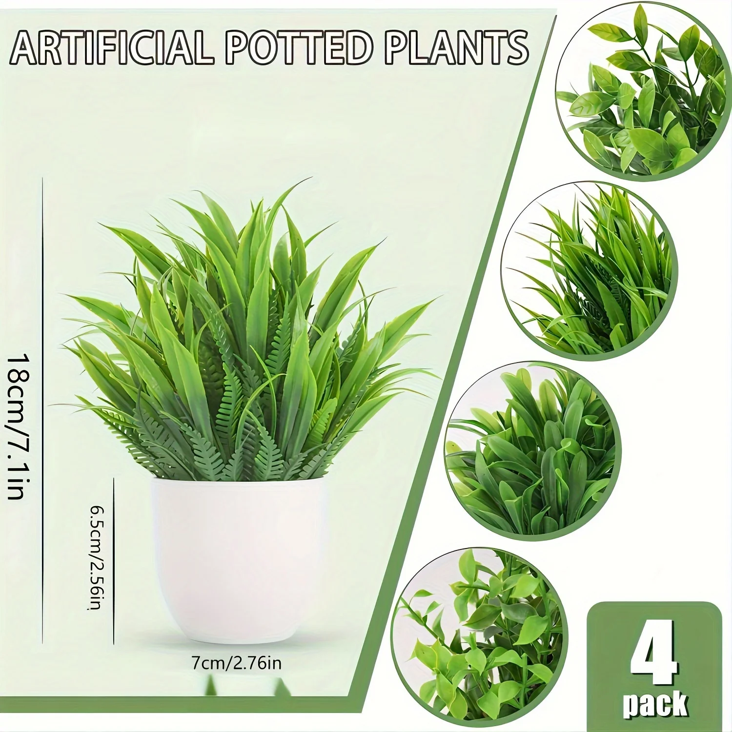 4pcs Mini Artificial Potted Plants Fake Bonsai Greenery for Home Office Farmhouse Bathroom Shelf Decor Indoor thumbnail 4