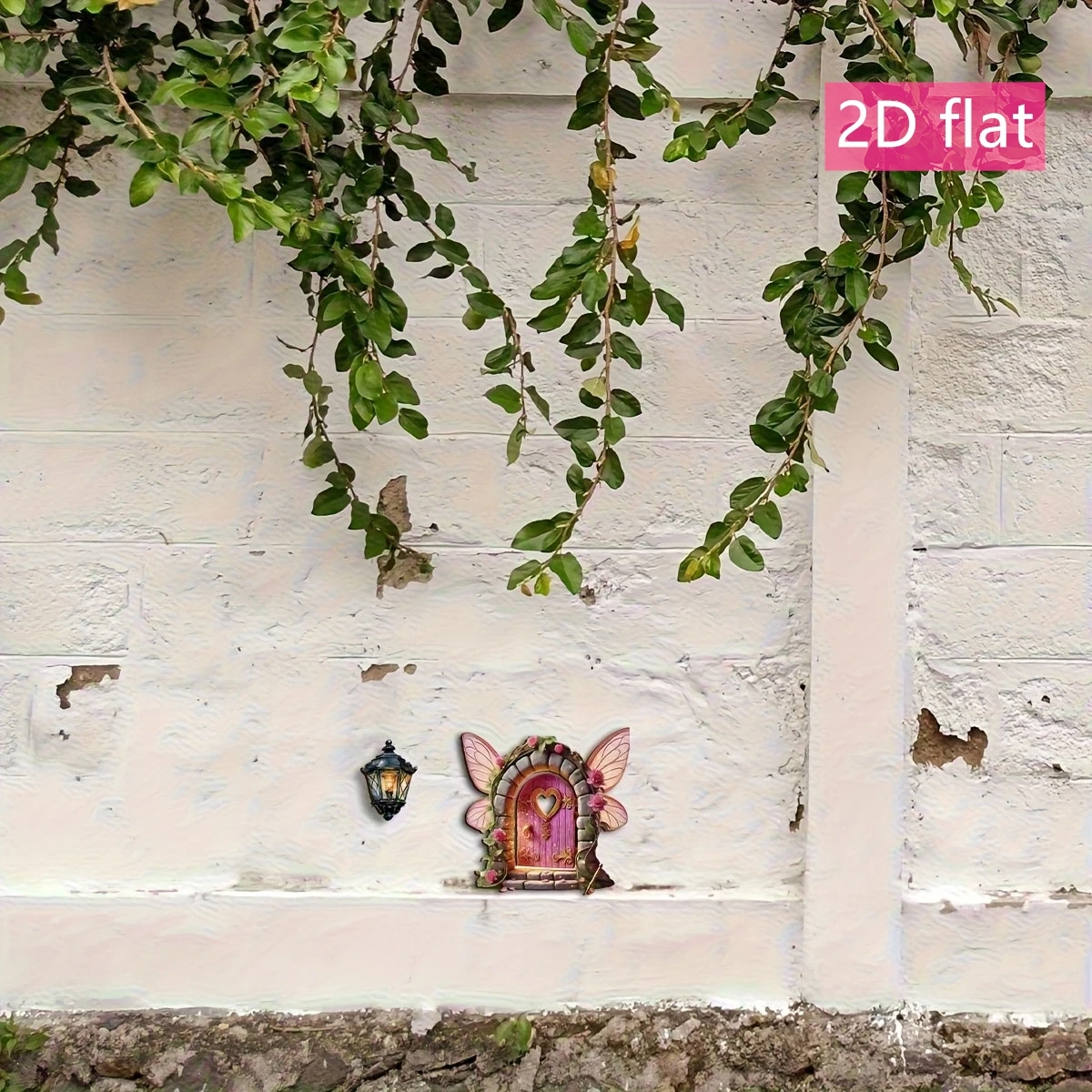 2D Flat Wooden Fairy Door Lantern Garden Mushroom House Tree Stump Corner Decoration Home Creative Decorations thumbnail 6