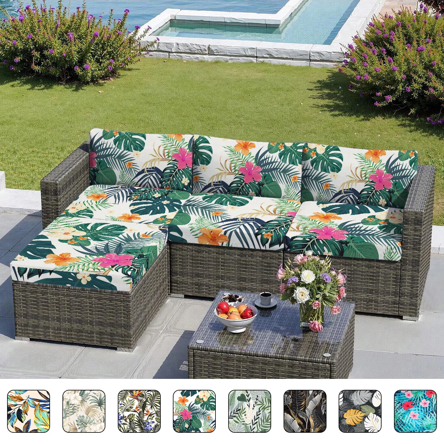 1PC Tropical rainforest leaf printed milk silk sofa cushion cover, suitable for courtyards, gardens and various occasions