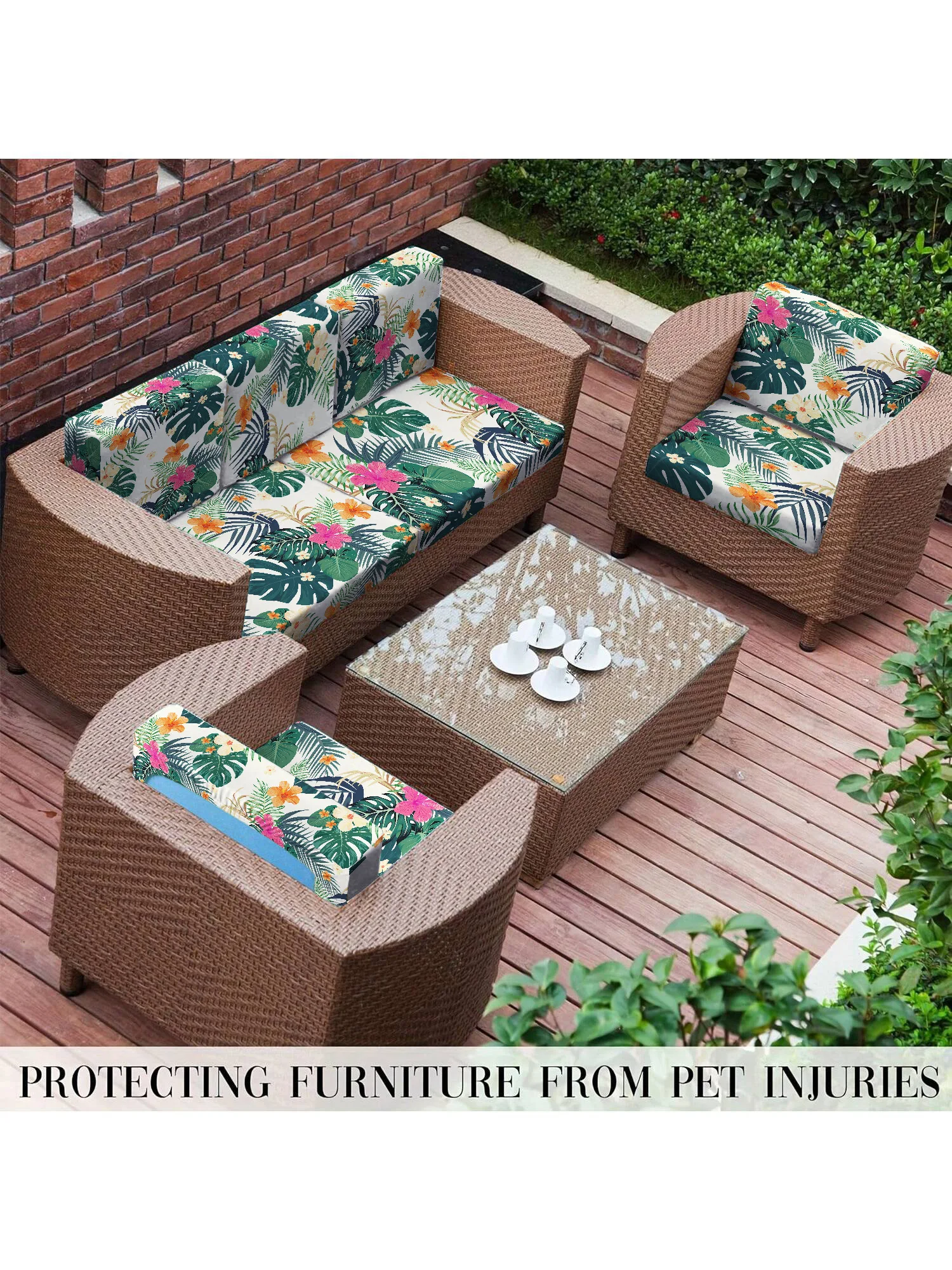 1PC Tropical rainforest leaf printed milk silk sofa cushion cover, suitable for courtyards, gardens and various occasions thumbnail 4