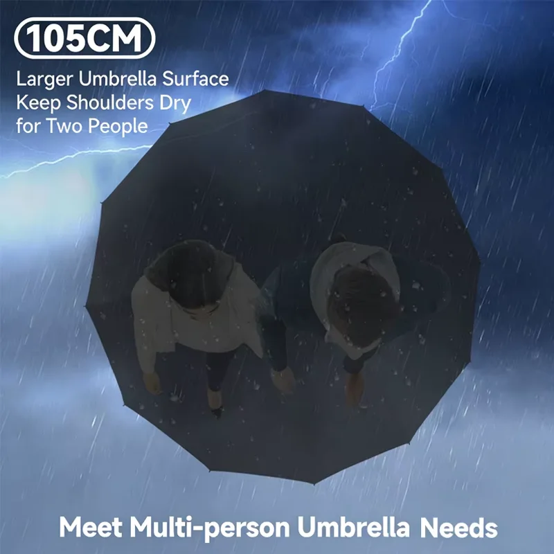 New Super Strong Windproof Automatic Umbrella Sunshade Uv  12K Ribs 105cm Diamete Protection Outdoor Rain Gear Portable Umbrella thumbnail 5