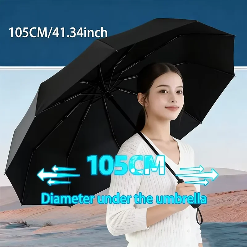 New Super Strong Windproof Automatic Umbrella Sunshade Uv  12K Ribs 105cm Diamete Protection Outdoor Rain Gear Portable Umbrella thumbnail 4