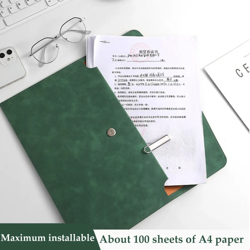 1pcs Leather A4 File Bag Waterproof Wear-resistant Ultra-large Capacity Folder Business Office School File Storage Supplies thumbnail 4