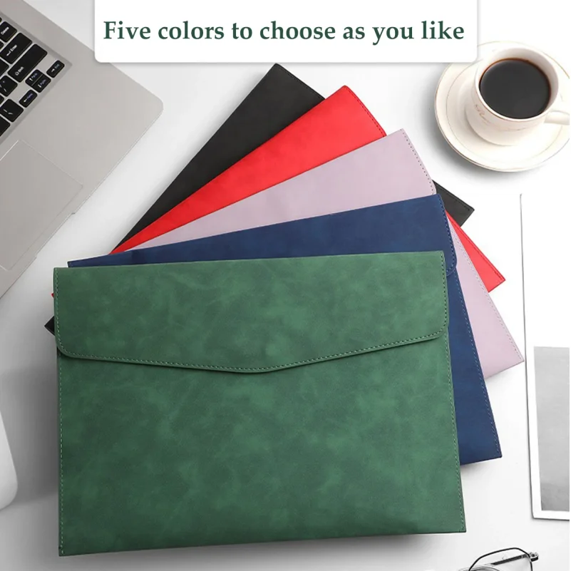 1pcs Leather A4 File Bag Waterproof Wear-resistant Ultra-large Capacity Folder Business Office School File Storage Supplies thumbnail 3