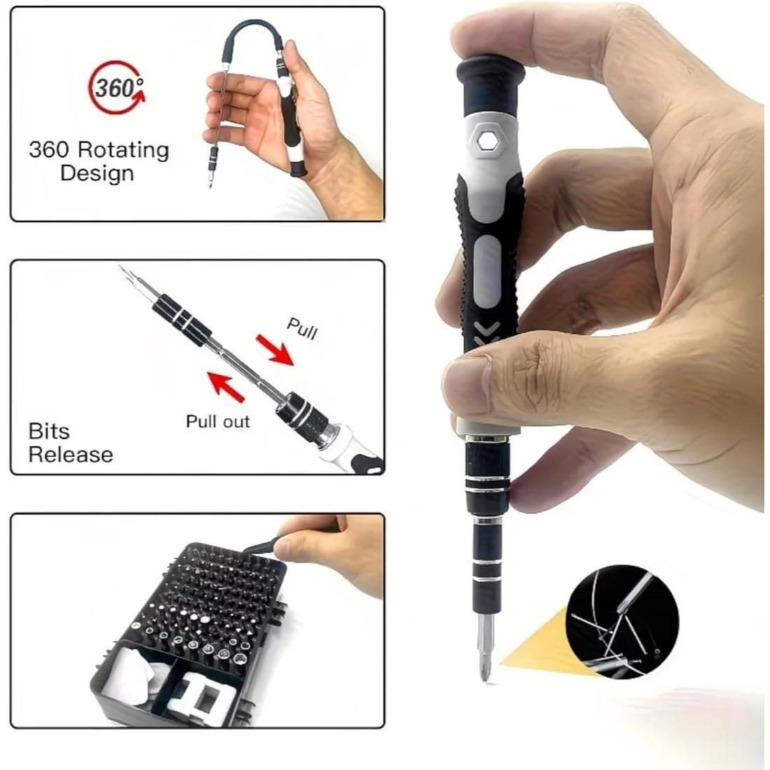 115in1 Precision Screwdriver Set, CRV Steel Bits w/ Torx Triwing, Mini Repair Tool Kit for Electronics ORANGE thumbnail 3