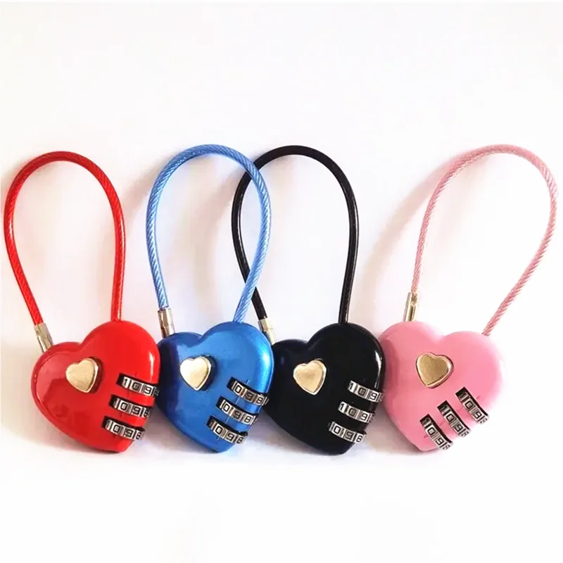 Fashion Heart Shape 3 Digit Password Combination Lock New Love Password Lock Bag Password Code Padlock Concentric Lock Padlock thumbnail 5