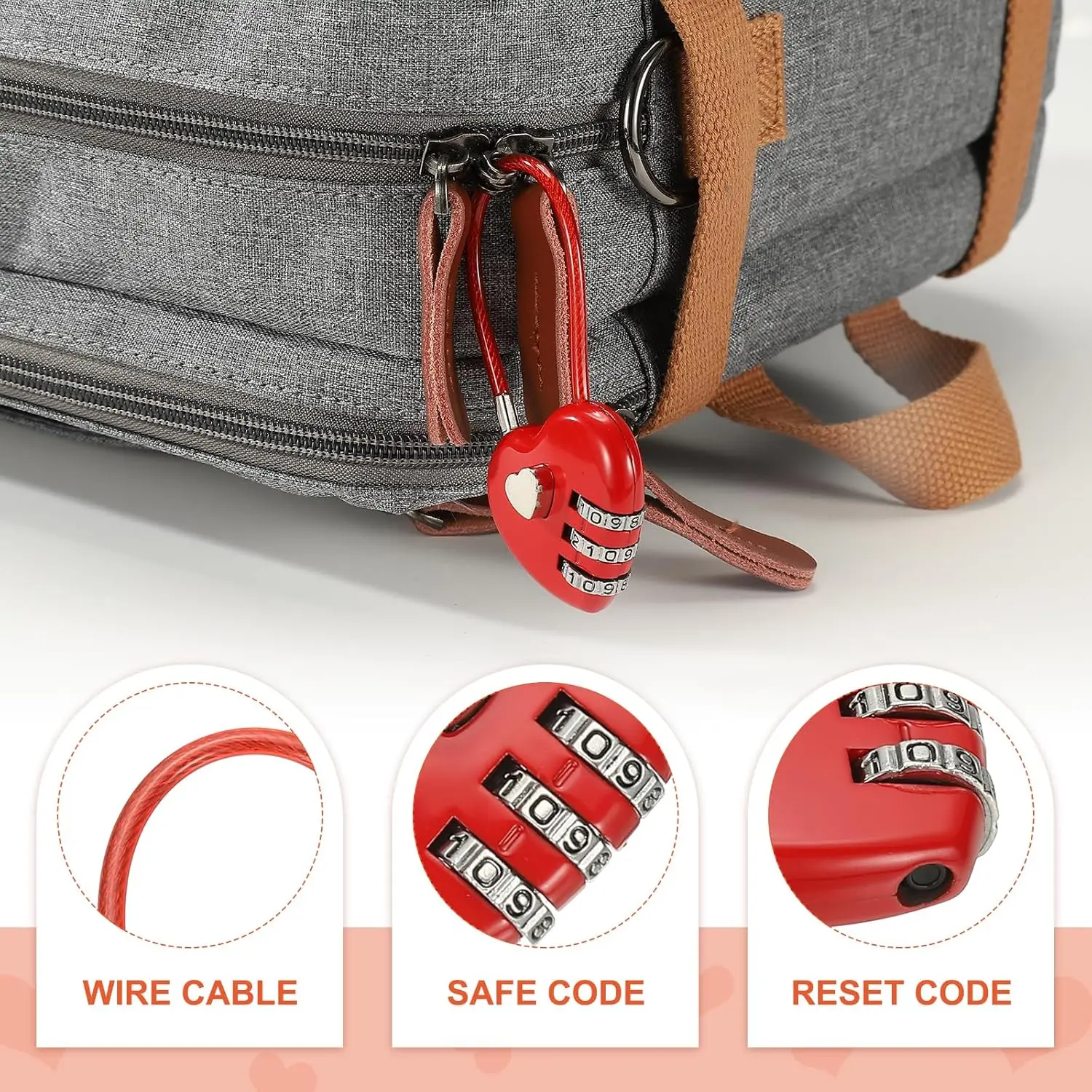 Fashion Heart Shape 3 Digit Password Combination Lock New Love Password Lock Bag Password Code Padlock Concentric Lock Padlock thumbnail 3