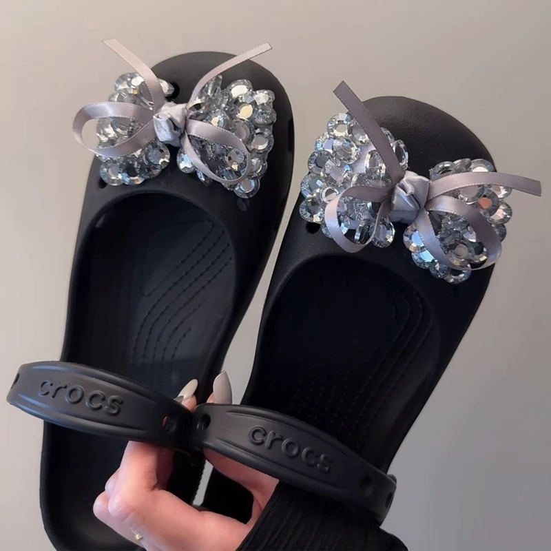 Fashionable Crystal Bow Ballet Shoe decorations DIY Women's Shoes Shoes corc charms