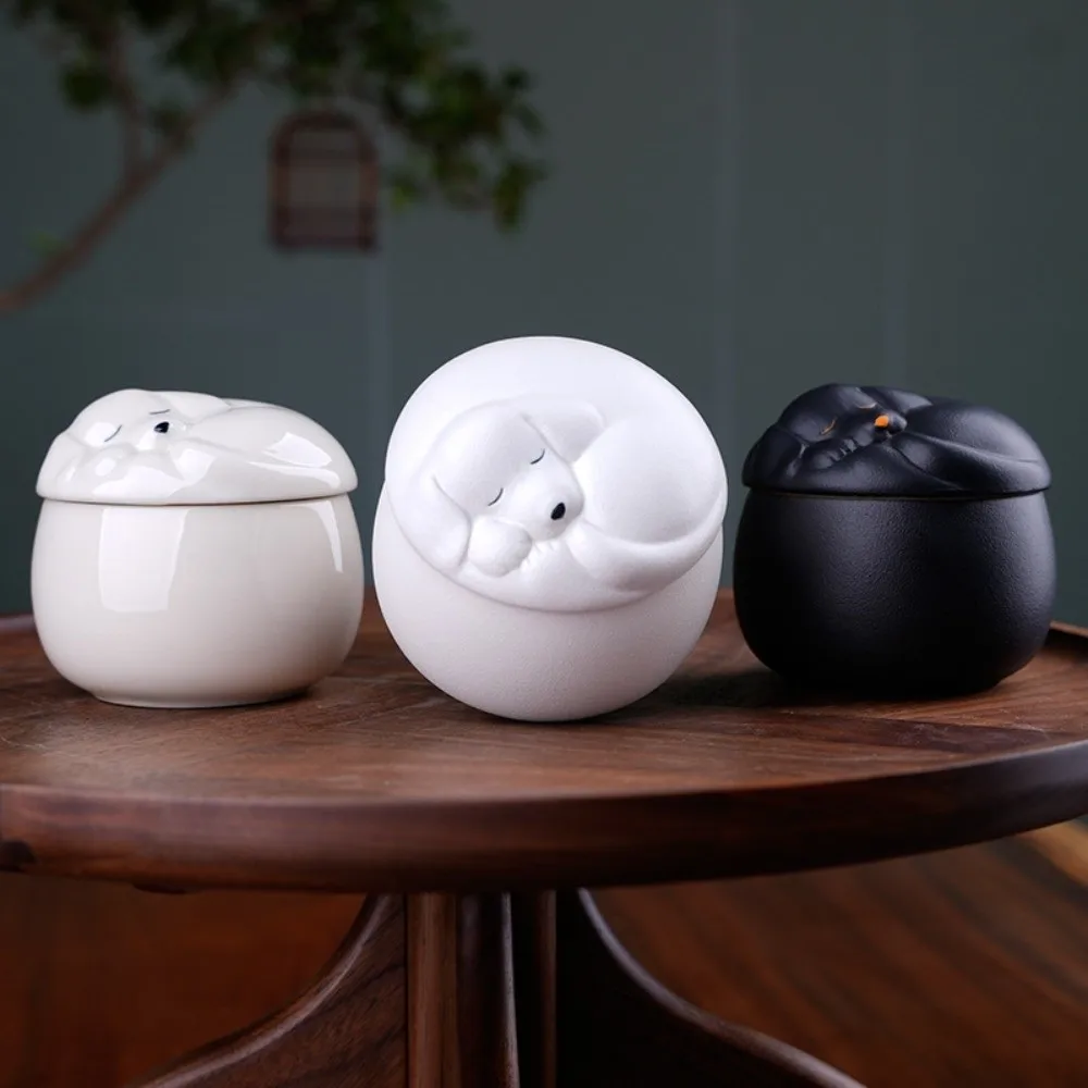 150ml Sleeping Dog Cat Cinerary Casket Memorial Pet Paw Pet Cremation Ashes Storage Box Mini Creative Ceramic Pet Urn thumbnail 3