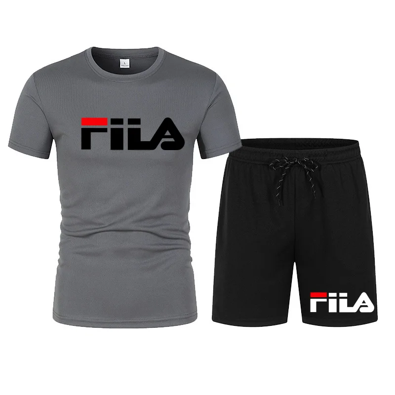 Men's two-piece sportswear breathable quick drying short sleeved T-shirt pants set running fitness 2026 summer big discount thumbnail 5