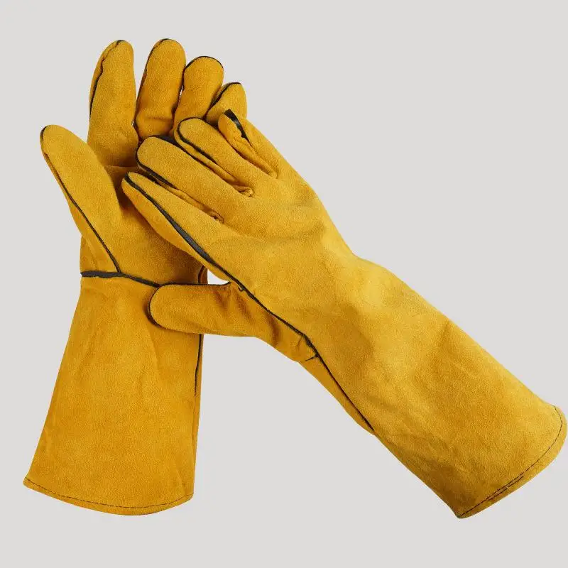 **1 Pair 40cm Safety Work Labor Glove Welding Gloves Heat Cut Resistant Insulated Custom Design Welding Leather Gloves thumbnail 3