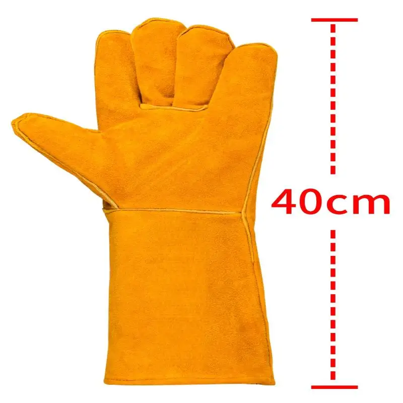 **1 Pair 40cm Safety Work Labor Glove Welding Gloves Heat Cut Resistant Insulated Custom Design Welding Leather Gloves thumbnail 4