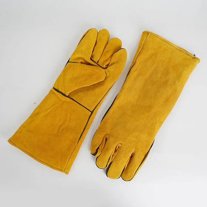 **1 Pair 40cm Safety Work Labor Glove Welding Gloves Heat Cut Resistant Insulated Custom Design Welding Leather Gloves thumbnail 6
