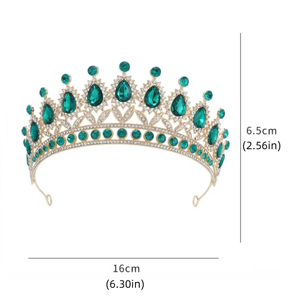 Rhinestone Baroque Pageant Crowns Cake Decorations Hair Jewelry Bridal Crowns Sparkling Round Size Queen Princess Tiara thumbnail 6