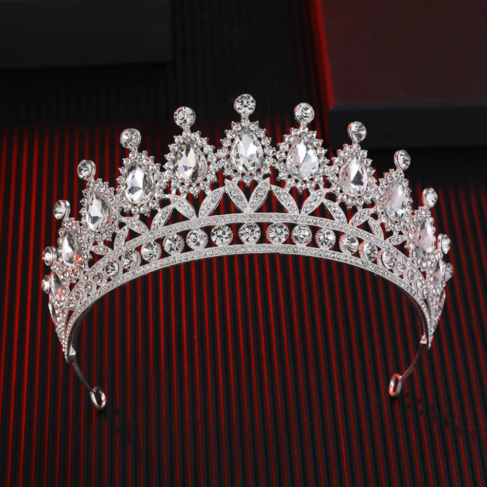 Rhinestone Baroque Pageant Crowns Cake Decorations Hair Jewelry Bridal Crowns Sparkling Round Size Queen Princess Tiara thumbnail 2