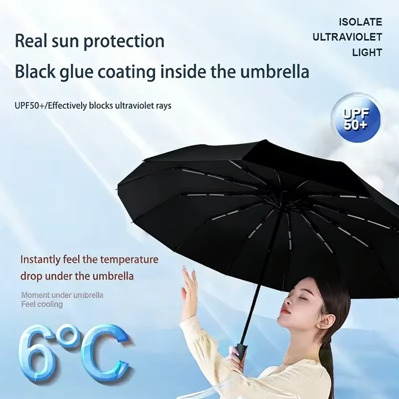 Fashion Large Travel Umbrella Heavy Duty Windproof Waterproof Umbrella Fully Automatic Open And Close Sunshade And Rain Umbrella thumbnail 4