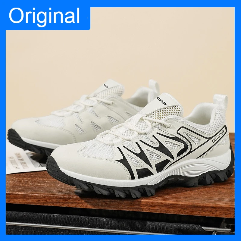 Mens Sports Shoes Summer Mesh Outdoor Breathe Lace Up Low Top Hiking Shoes Anti Slip Wear-resistant Casual Sports Running Shoes thumbnail 5
