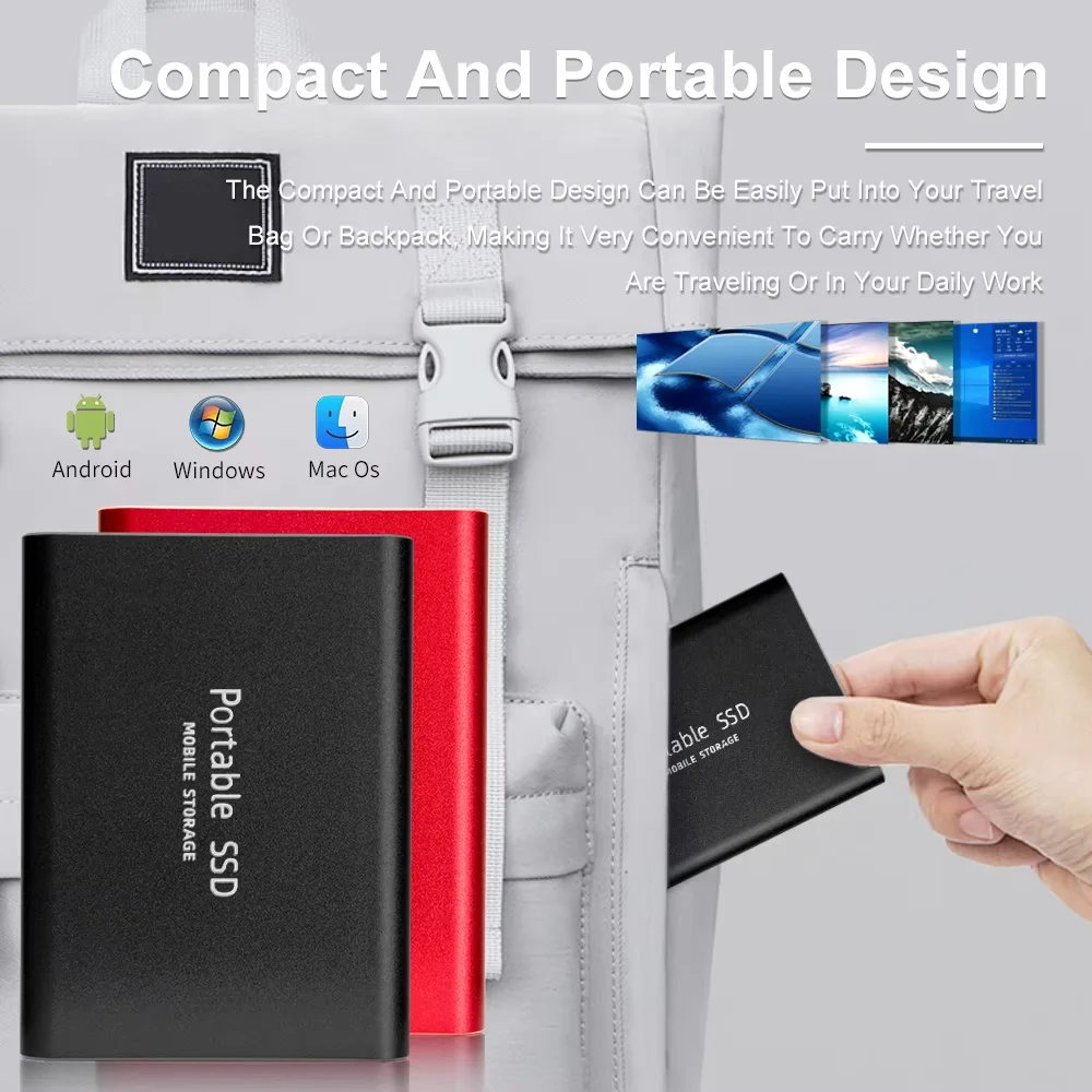 High-End Fast-Transfer Portable SSD 1TB Original External Hard Drive 2TB High Speed Solid Disk 16TB USB3.2 for Phone/Mac/PC thumbnail 6