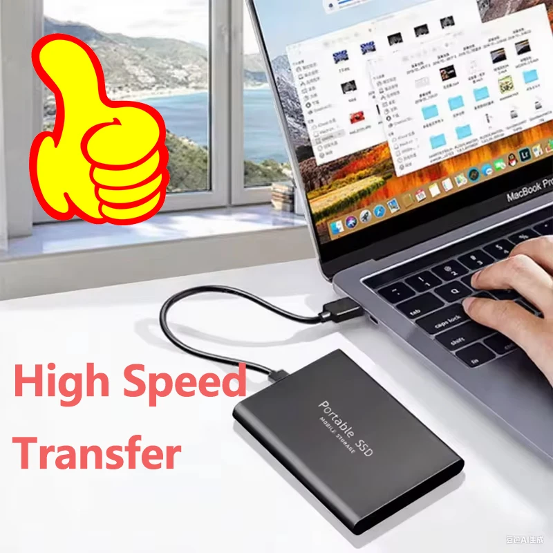 High-End Fast-Transfer Portable SSD 1TB Original External Hard Drive 2TB High Speed Solid Disk 16TB USB3.2 for Phone/Mac/PC thumbnail 4