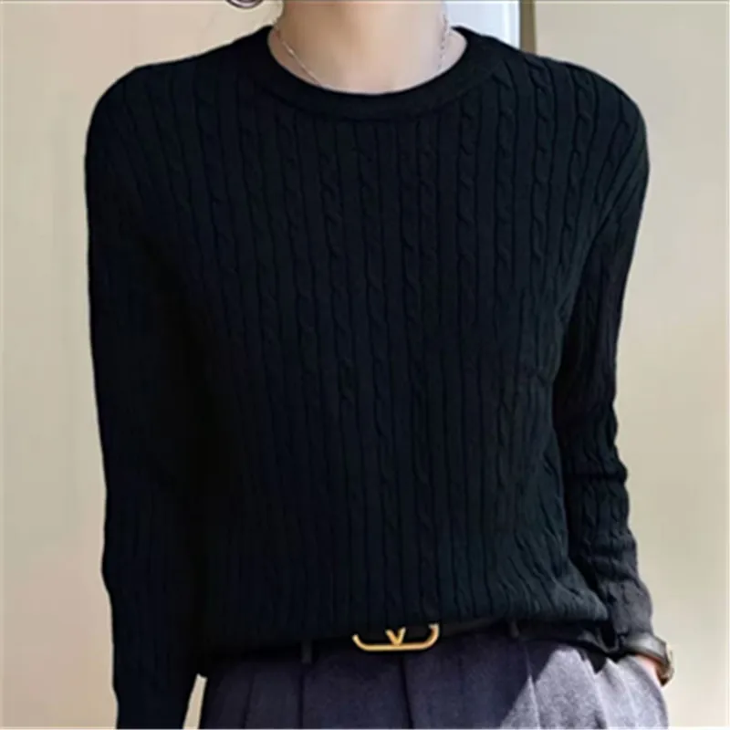 Women Clothing New Long Sleeve Knitted Sweater Women Pullovers Slim Black O-Neck Knit Sweater Pullover Women Tops Sweaters Q2992 thumbnail 6