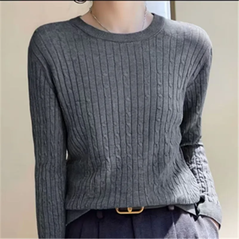 Women Clothing New Long Sleeve Knitted Sweater Women Pullovers Slim Black O-Neck Knit Sweater Pullover Women Tops Sweaters Q2992 thumbnail 3