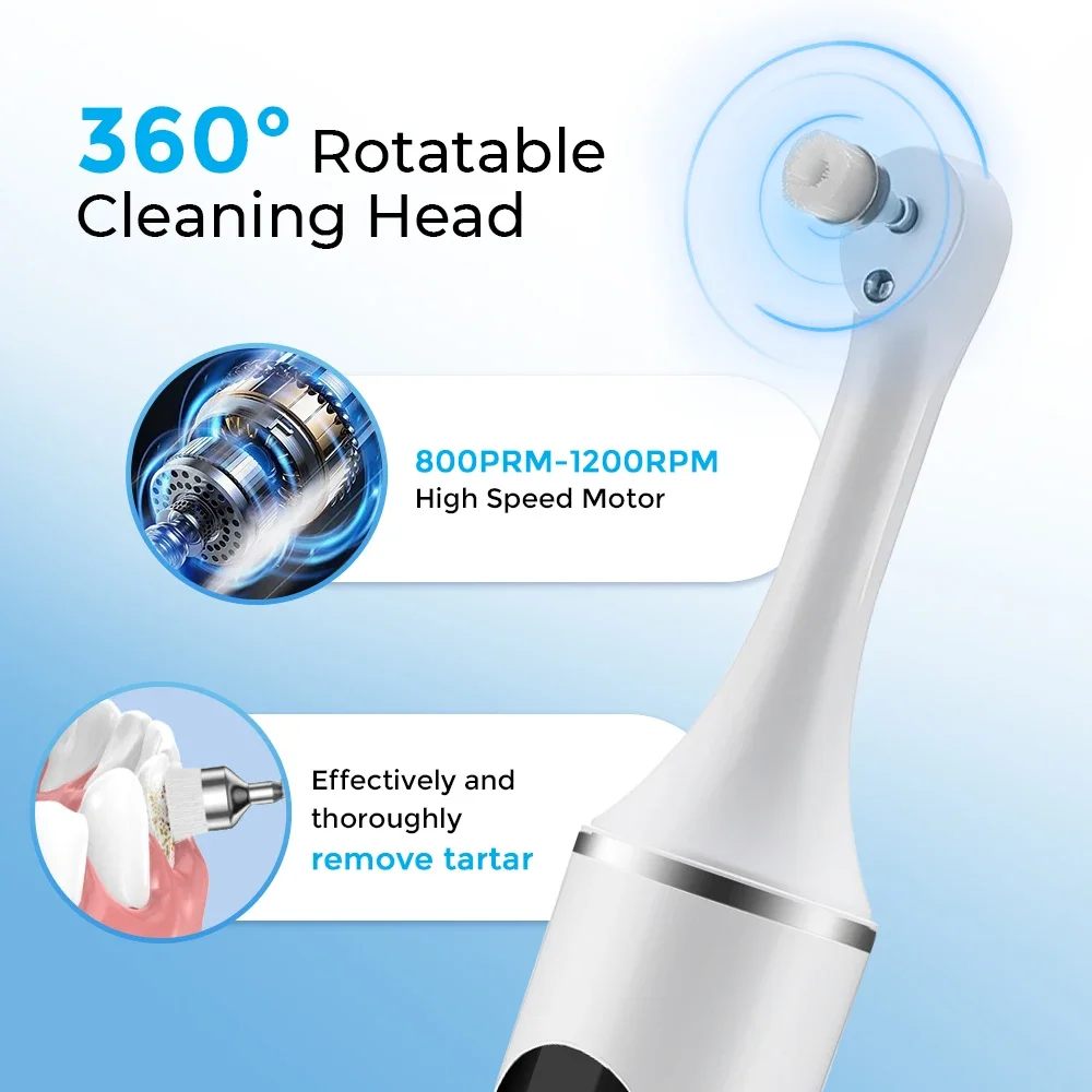 Electric Tooth Polisher Teeth Whitening Cleaner 5 Speed Modes with 6 Brush Heads LED Light Plaque Dental Tartar Remover Tool Set thumbnail 5