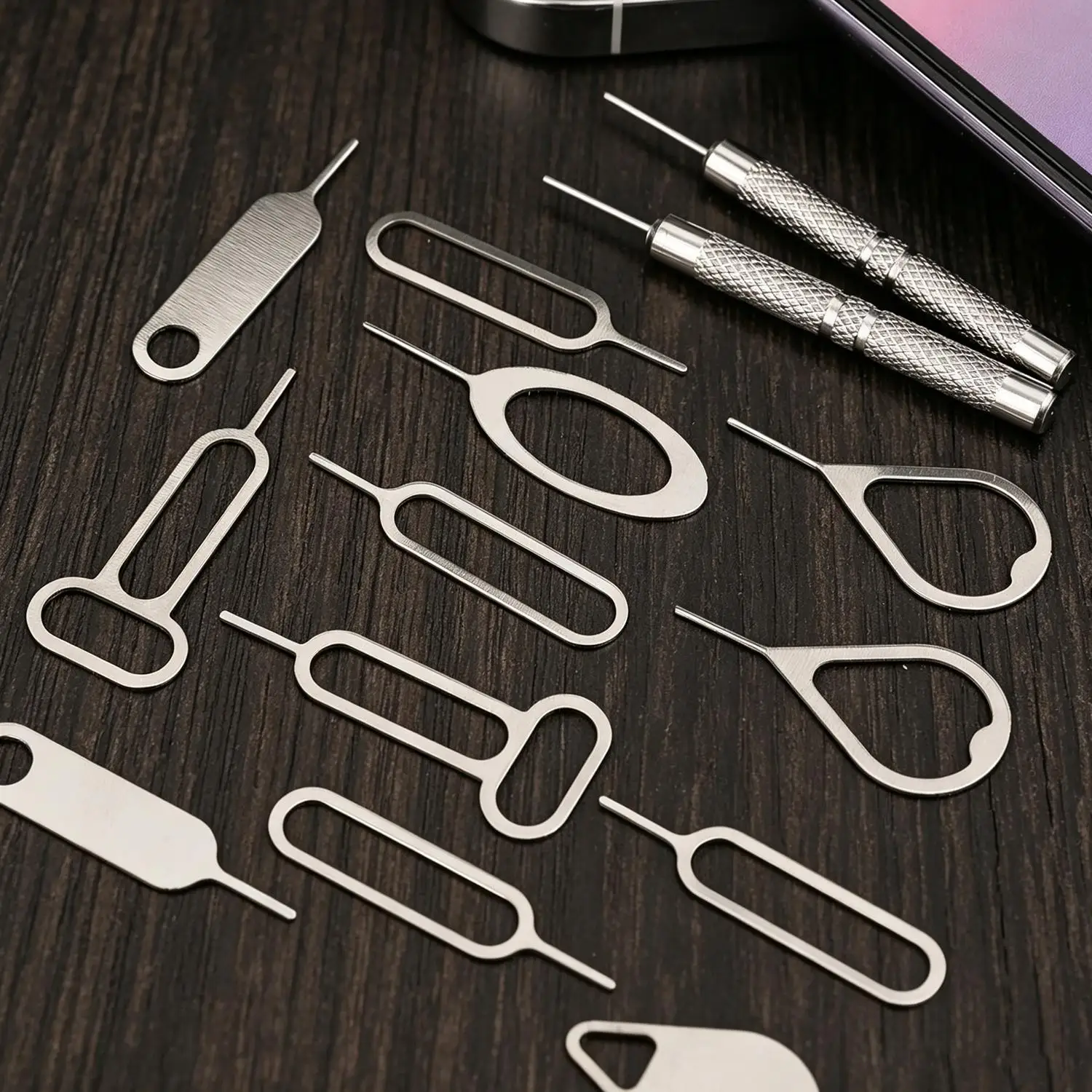 16Pcs/set Sim Card Eject Pin Needle Universal Mobile Phone Steel Ejector Pin SIM Card Tray Opener Keyring for iPhone Samsung thumbnail 2
