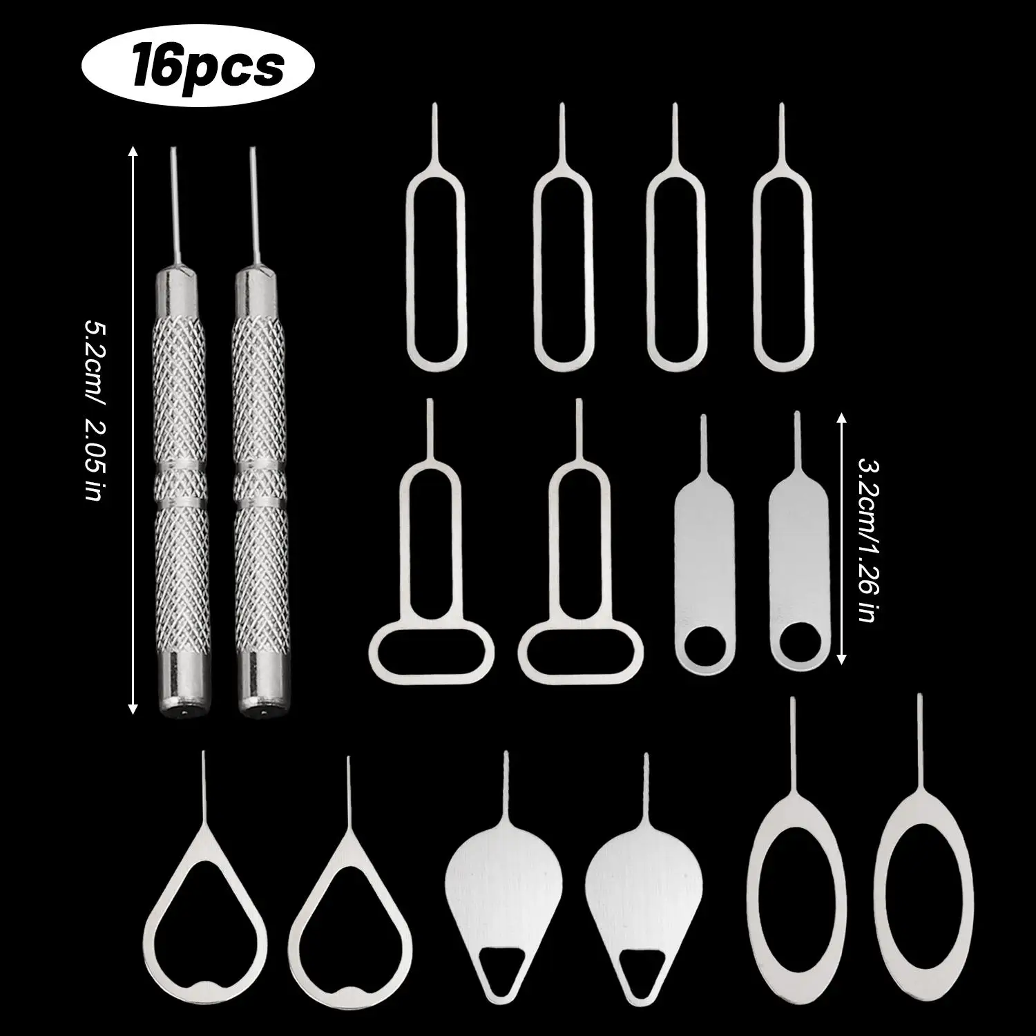 16Pcs/set Sim Card Eject Pin Needle Universal Mobile Phone Steel Ejector Pin SIM Card Tray Opener Keyring for iPhone Samsung thumbnail 6