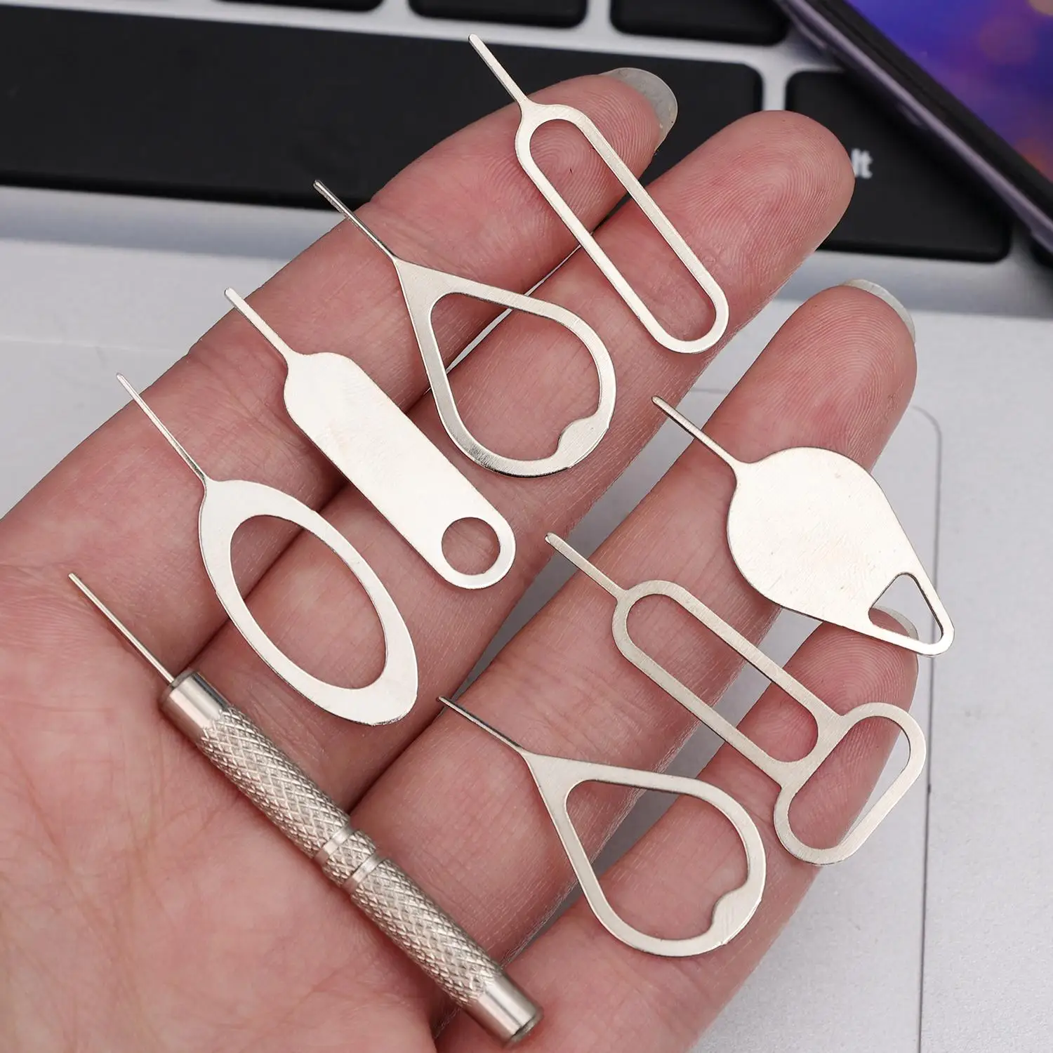 16Pcs/set Sim Card Eject Pin Needle Universal Mobile Phone Steel Ejector Pin SIM Card Tray Opener Keyring for iPhone Samsung thumbnail 3