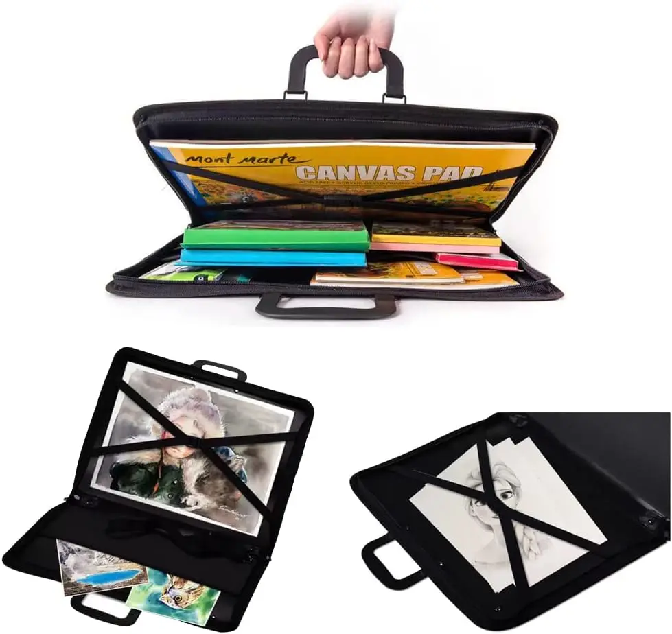 A3 Artist Portfolio Carrying Case - Storage Folder Bag for Artwork Sketches Drawings & Drafting Boards - Project Display Box thumbnail 3