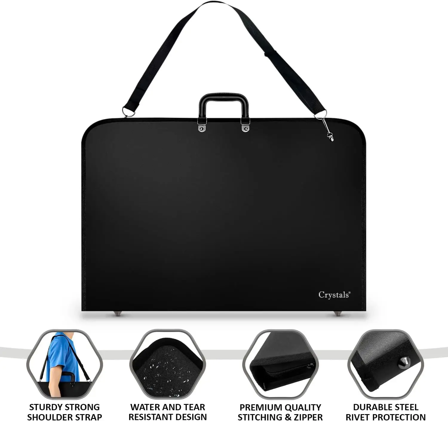 A3 Artist Portfolio Carrying Case - Storage Folder Bag for Artwork Sketches Drawings & Drafting Boards - Project Display Box thumbnail 6