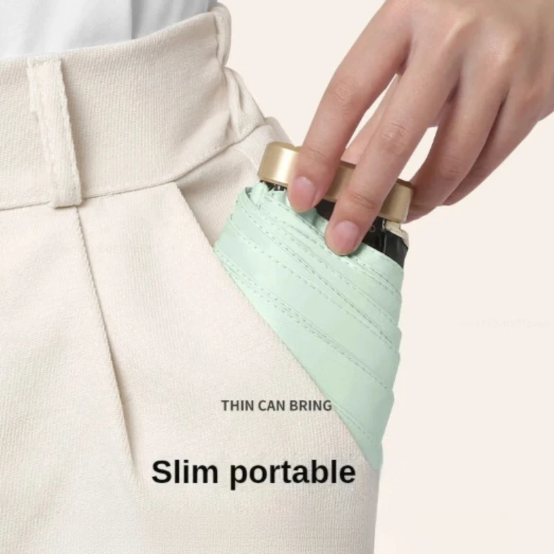 Mini Sun Umbrella Pocket Rain Umbrella Vinyl Folding UV Ultraviolet Protection Sun Shade Pocket Dual Use Umbrella Outdoor Travel thumbnail 5